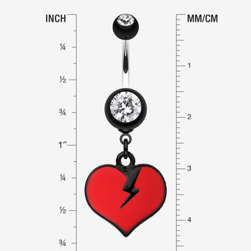 Detail View 1 of Broken Heart Belly Button Ring-Red